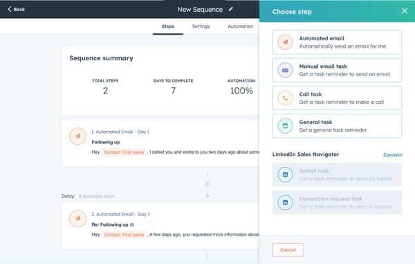 HubSpot Sequence example